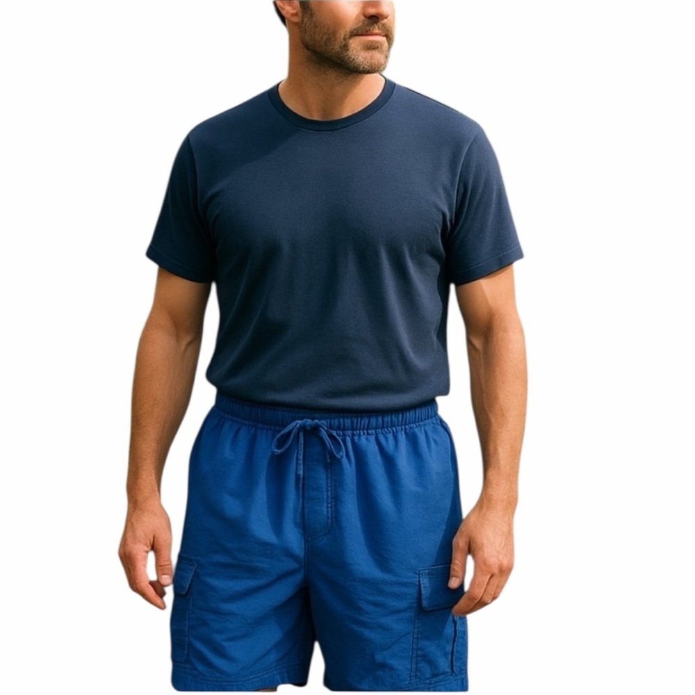 L.L. Bean MenSupplex Swim Trunks Blue Size L Cargo Pockets Quick Dry Lake